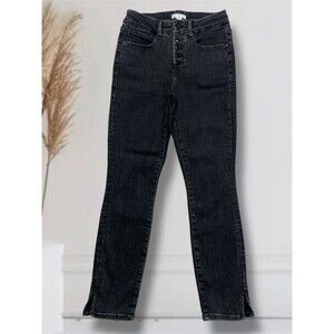 Good American Women's Sz 2/26 Good Legs HighRise Buttonfly Slit Leg Skinny Jeans